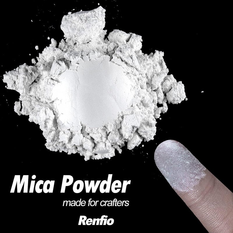 Renfio 100g Mica Powder Pigment, Metallic Natural Dye Mineral Pearl Shimmer Epoxy Resin Dye for Painting Soap Making Slime Bath Bombs 3.5 Oz - Pearl White - Image 2